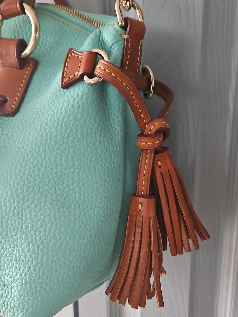 Dooney & Bourke Aqua Pebble Leather Bristol Satchel - Picture 14 of 15